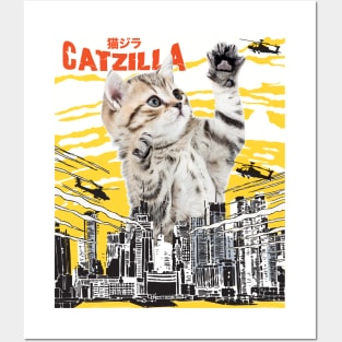 Catzilla Funny Cat T-Shirt - Gift for Cats Lovers Posters and Art